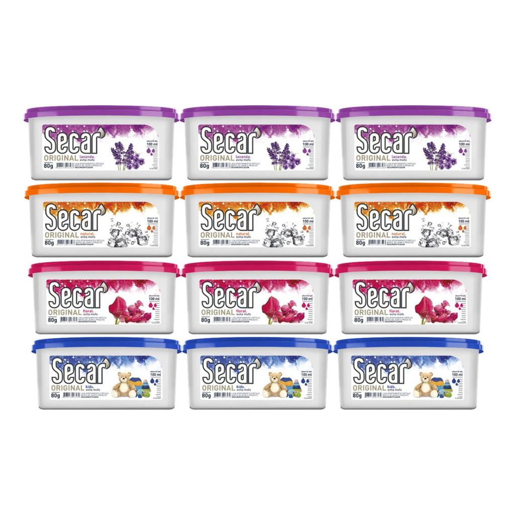 Kit C/ 12un Anti Mofo Secar 80g – Desumidificador, Armario