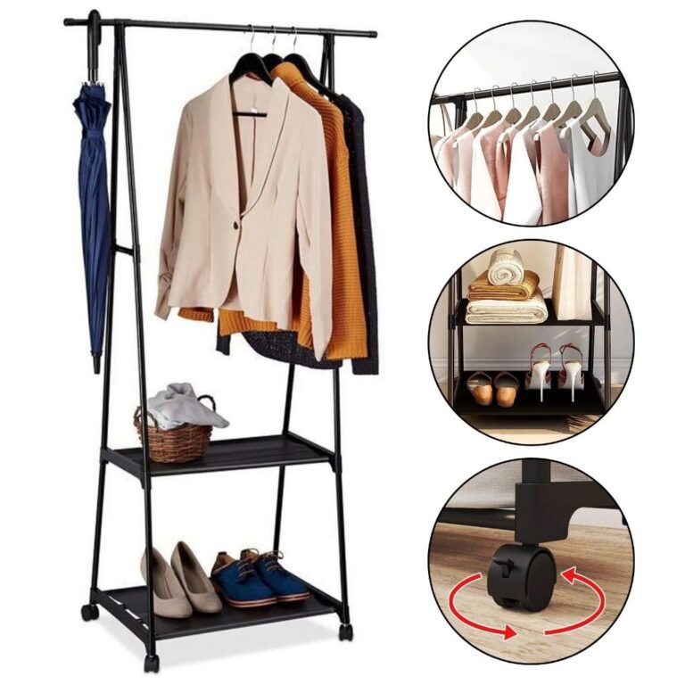 Arara De Roupas Com Rodinha Prateleira Cabideiro D