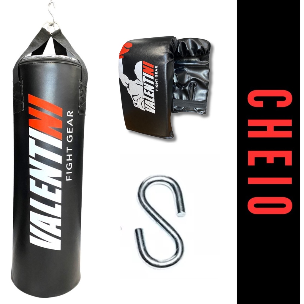 Saco de Pancada VALENTINI  90 cm Cheio – Treino Boxe Muay Thai  – Alta Resistencia + 1 Luva Bate Sac