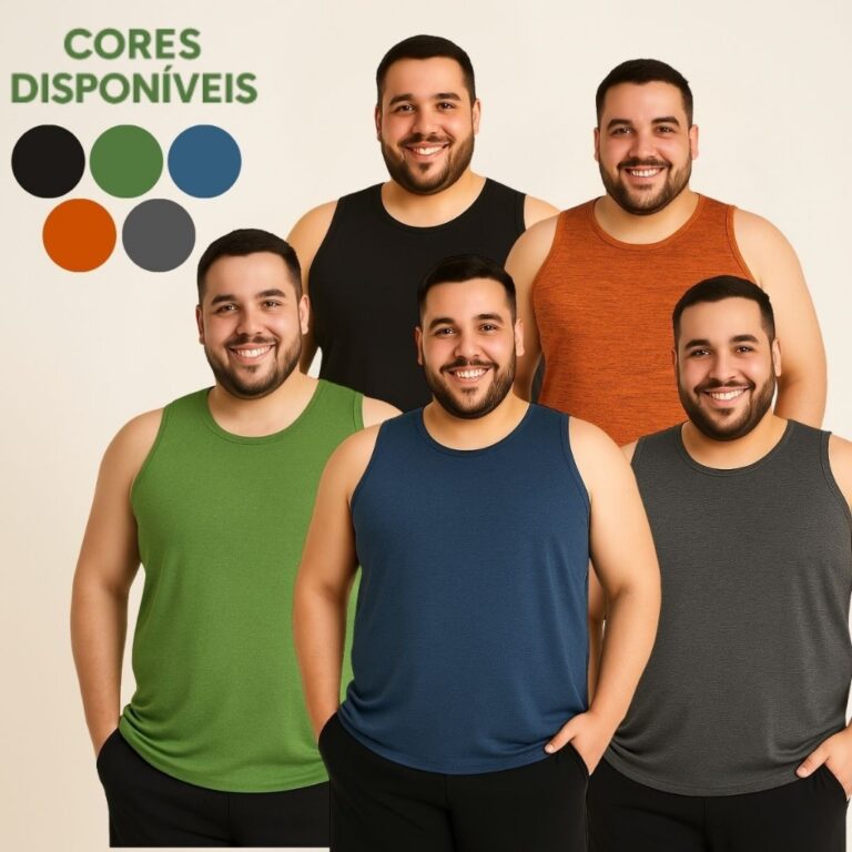 Kit Regatas Masculina Plus Size Básica Dry Fit Es