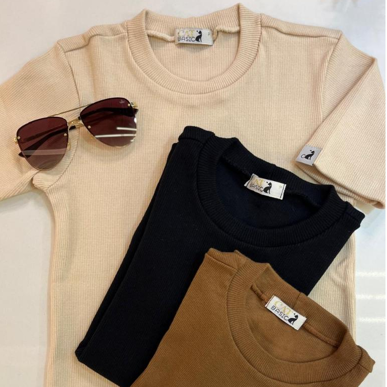 Kit 3 Blusinhas Sortidas Feminina Ribana Canelada 