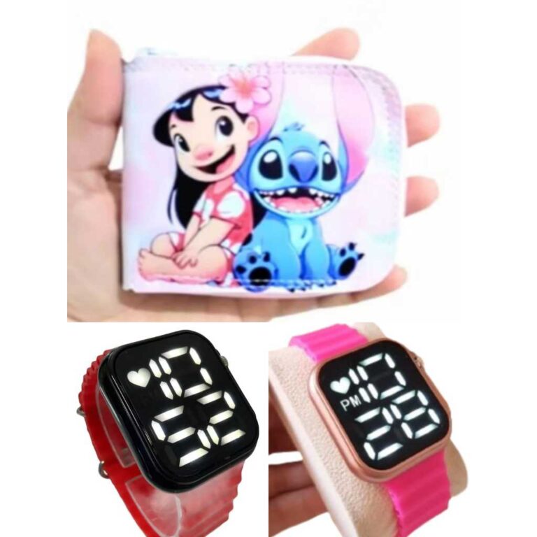 Carteira infantil stitich para mesada e relógio d