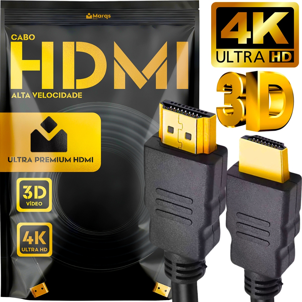 Cabo HDMI Gold  Full HD 4K 3D Blindado para TV PC Notebook Video Game