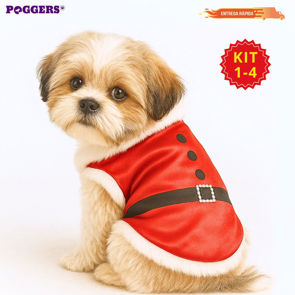 Kit 1-4 Roupa para Cachorro Gato Natal Fantasia Natalina Tamanhos Pequeno e Médio Porte Coelho