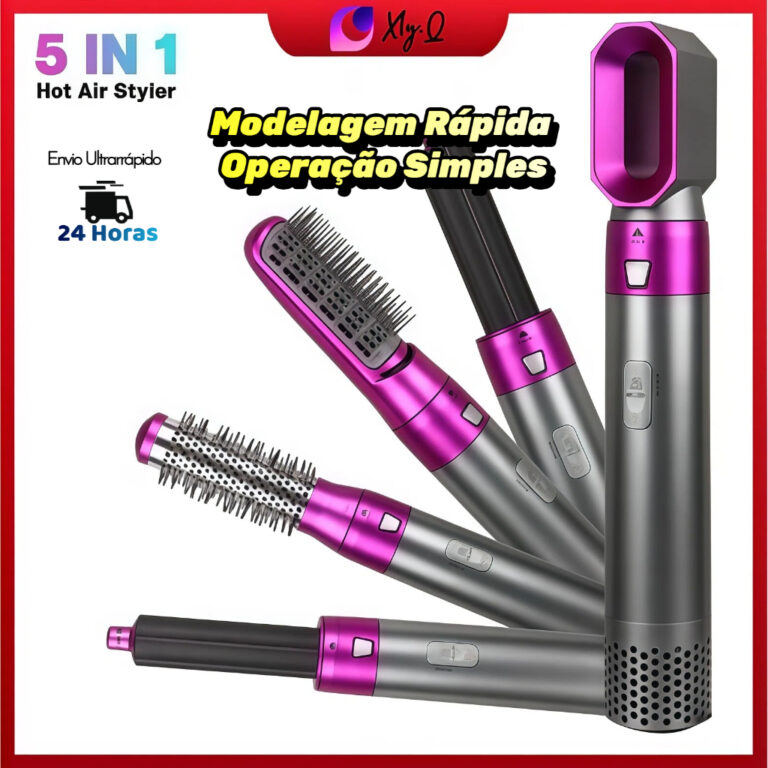 Secador De Cabelo 5 em 1 Pente Alisador E Frisador