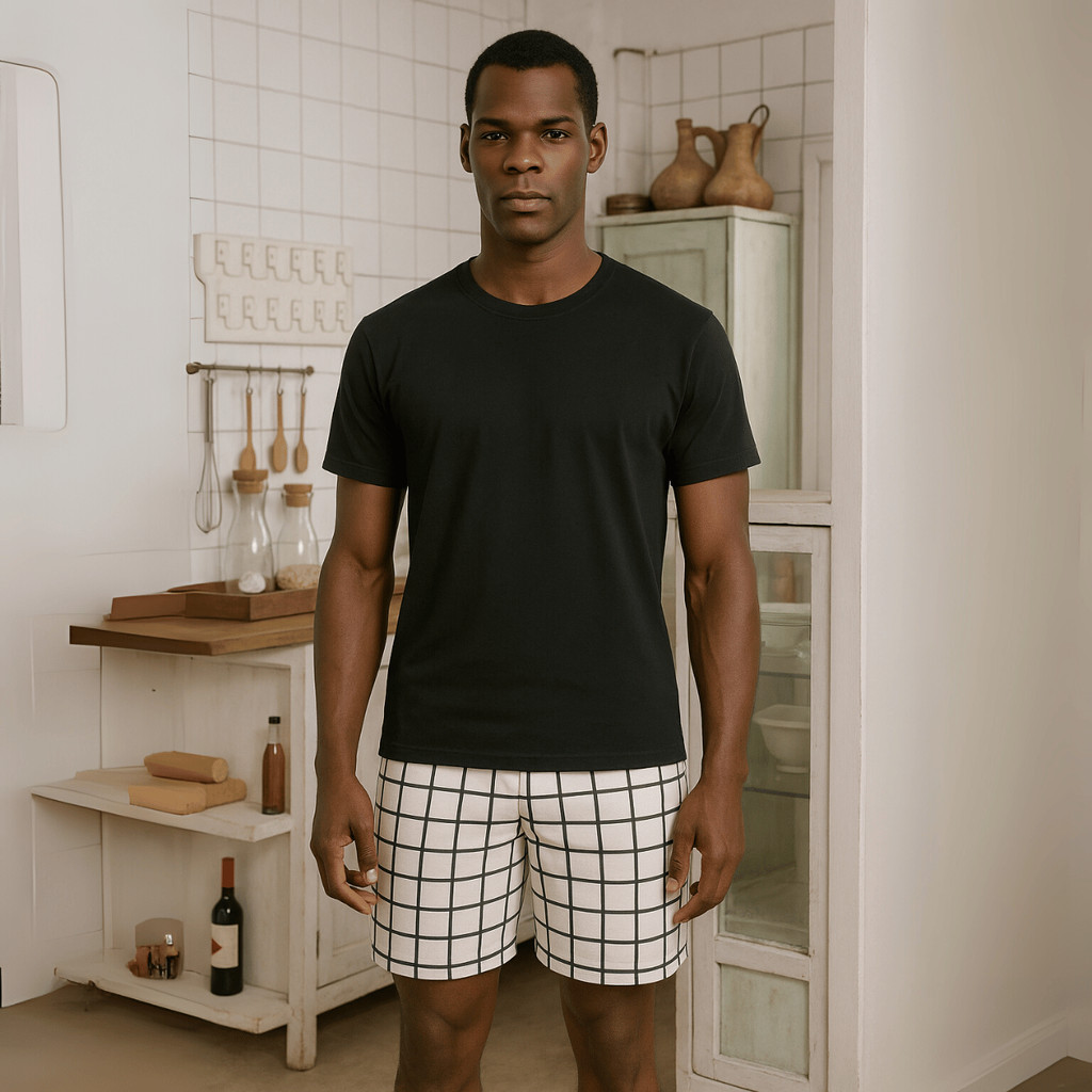 Pijama masculino curto Xadrez 100% algodão [O MELHOR DA SHOPEE]