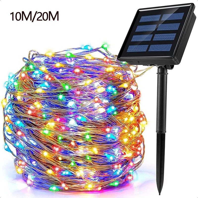 Corda de Luz de Fada Solar – Luz LED Impermeável, 3 Modos, 10m-20m