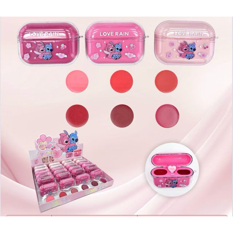 Lip gloss personagem stitch gloss fone de ouvido