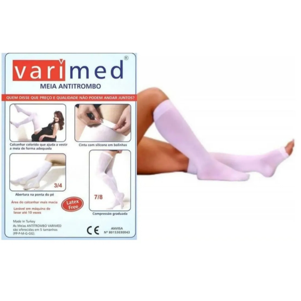 Meia de Compressão Antitrombo 3/4 ponteira aberta para Cirurgia Varimed