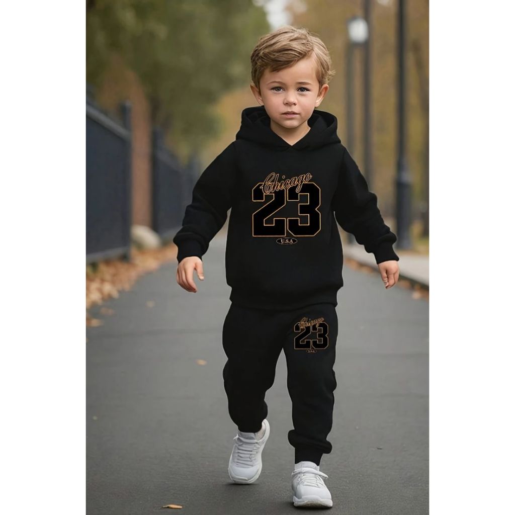 Conjunto Moletinho Infantil Menino Inverno Estiloso com, Capuz e Estampa  4 ao 8 Anos Unisex