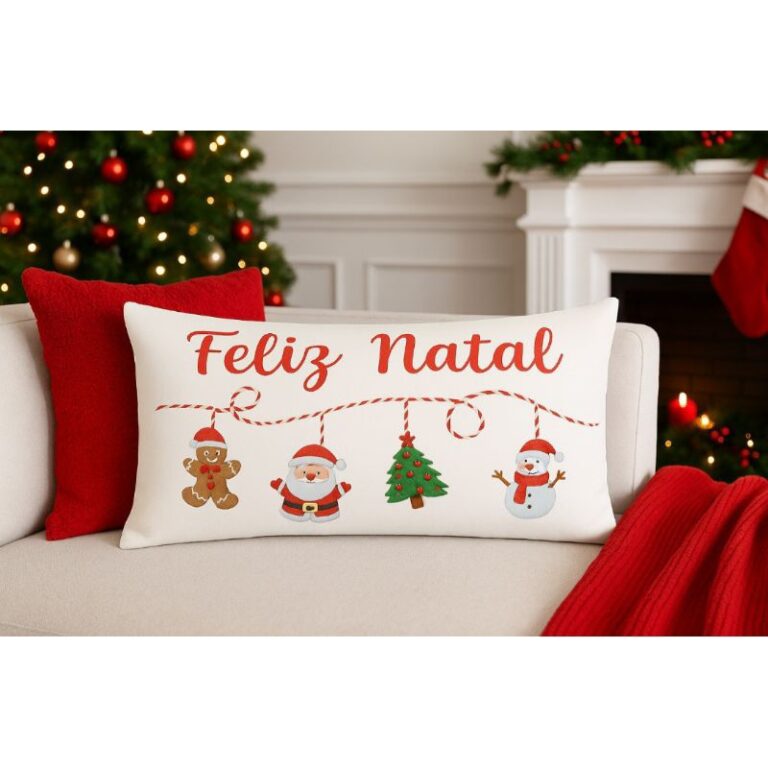 CAPA DE ALMOFADA BAGUETE 30X50 FELIZ NATAL TECIDO