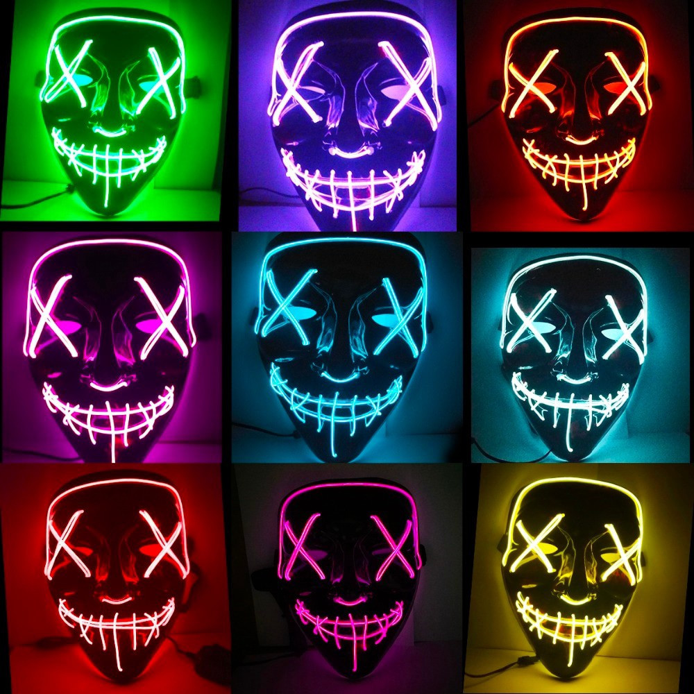 Máscara Led Neon Fantasia Cosplay Halloween Carnaval Festa