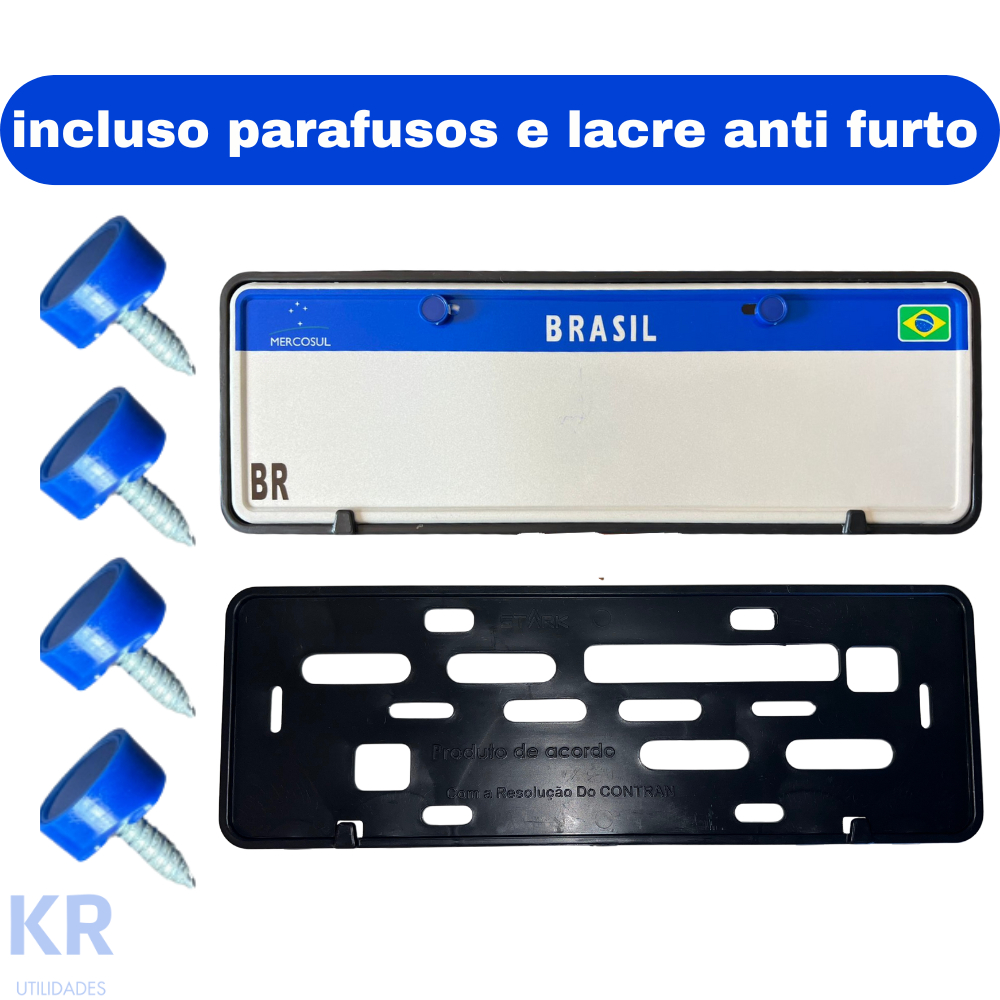Suporte Automotivo Universal Reforçado + Antifurto Completo Alta Fixação Padrão Mercosul