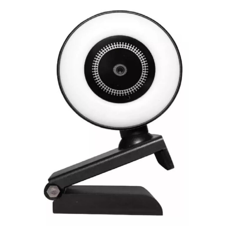 Webcam Anel Luz Led Microfone Ring Light Usb Gira 