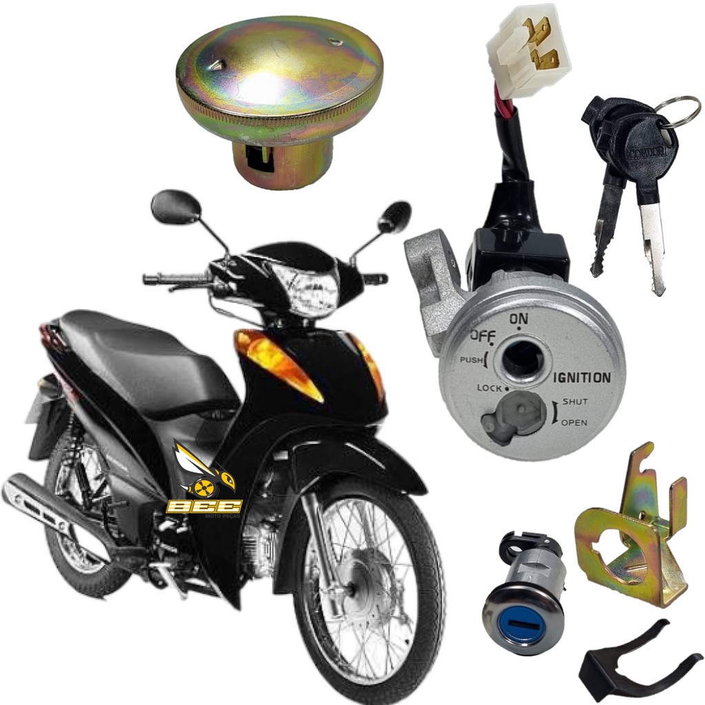 KIT CHAVE IGNIÇÃO + TRAVA BANCO + TAMPA TANQUE BIZ 125 2009 2010 2011 2012 2013 2014 2015