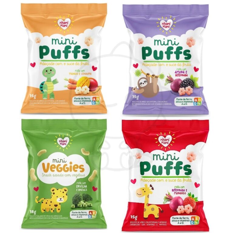 Mini Puffs Biscoito Nhami Mami sem glúten e sem l