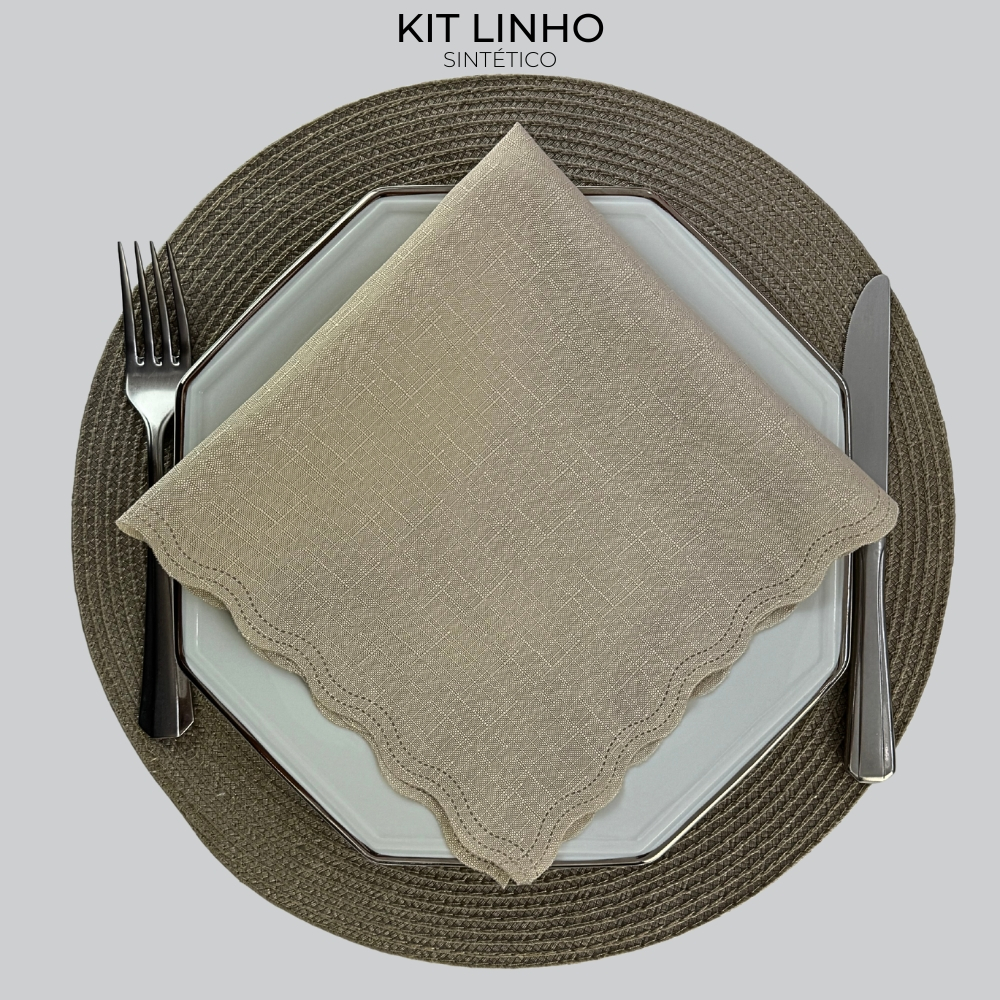 Guardanapo de Linho Tecido Kit 50 Acabamento a Laser Cores Variadas 40 x 40 CM Mesa Posta