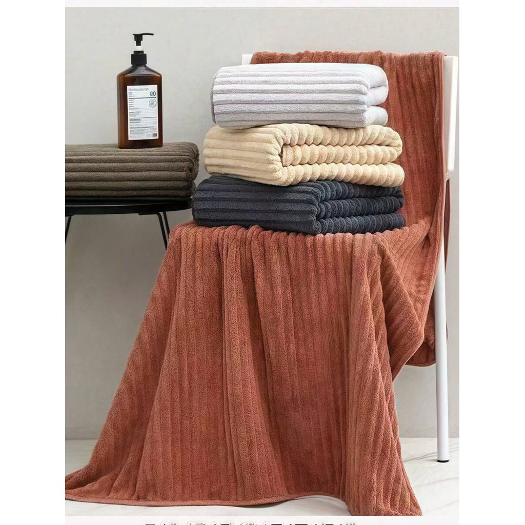 Toalha de Banho Felpa Coral Vintage 70*140cm,280g  Secagem Rápida, Absorvente, Spa, Hotel e Casa