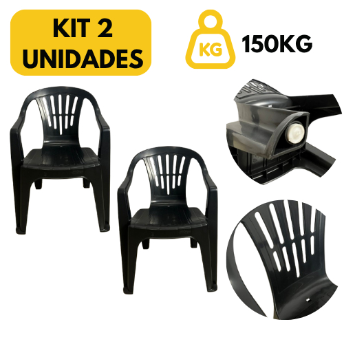 Kit 2/1 Cadeira Plástica Poltrona Reforçada Prem