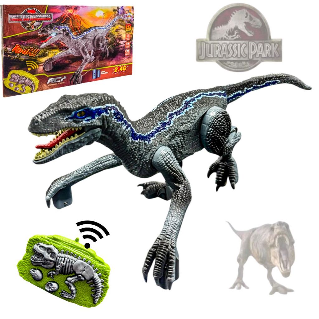Dinossauro Rex Com Controle Remoto Anda Emite Som e Luz Recarregavel