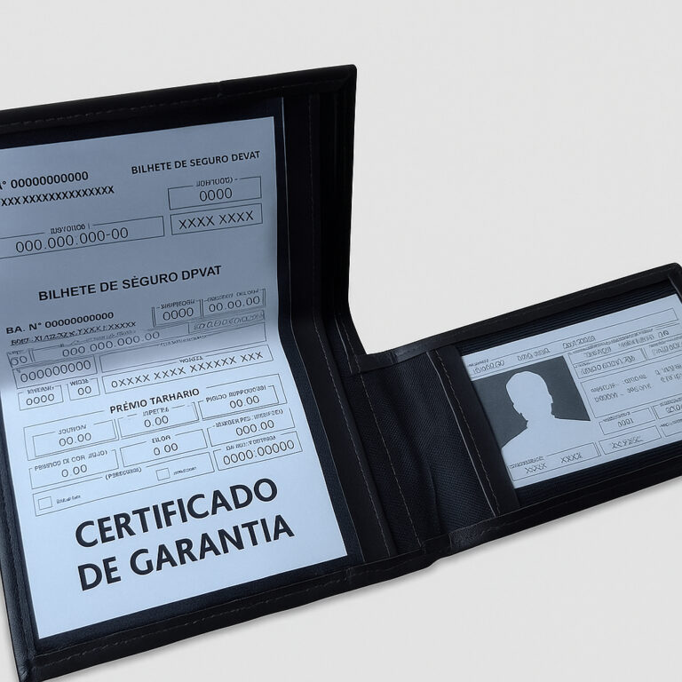 Porta Documento 2 abas Couro sintético.