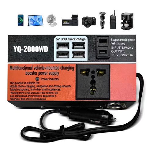 Inversor De Potência Para Carro 12v/24v A 220v 4 