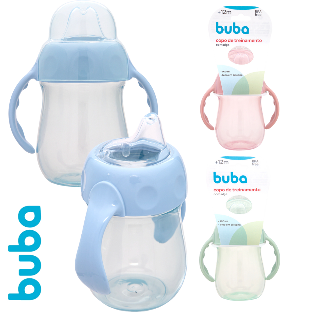 Copo Para Bebê Anti-vazamento Com Alça Bico Silicone Super Macio E Tampa Buba