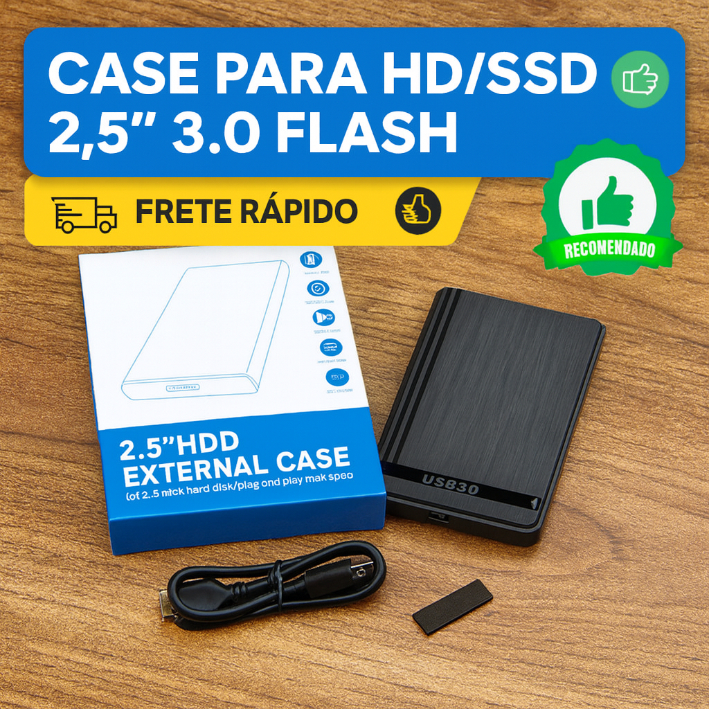 Case Hd Ssd Externo 2.5 Usb 3.0 Flash Plug Play 6Gbps Pc Notebook Ps4 Xbox One Alta velocidade