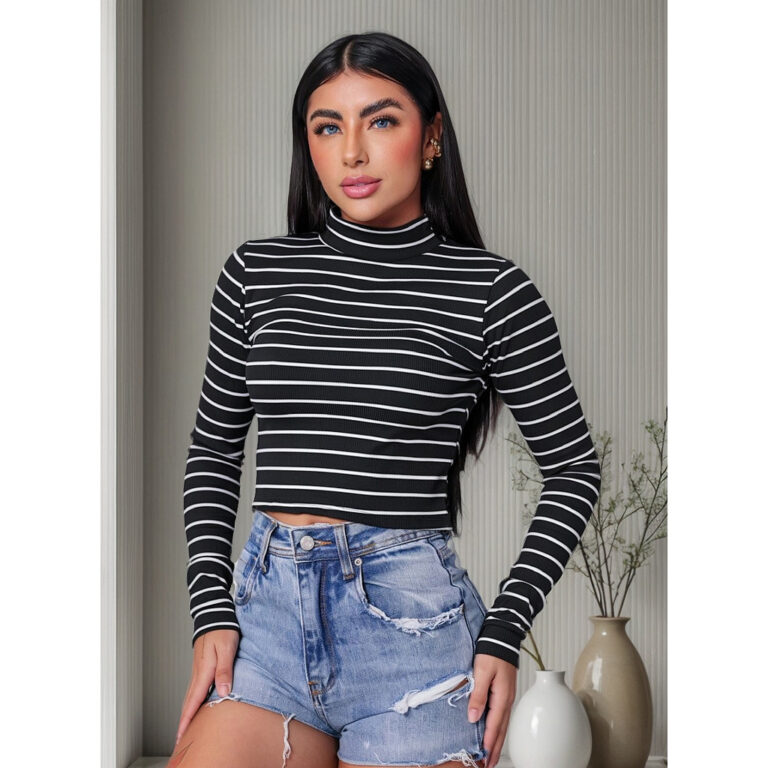 Blusa Cropped Manga Longa Listrada Feminina Invern