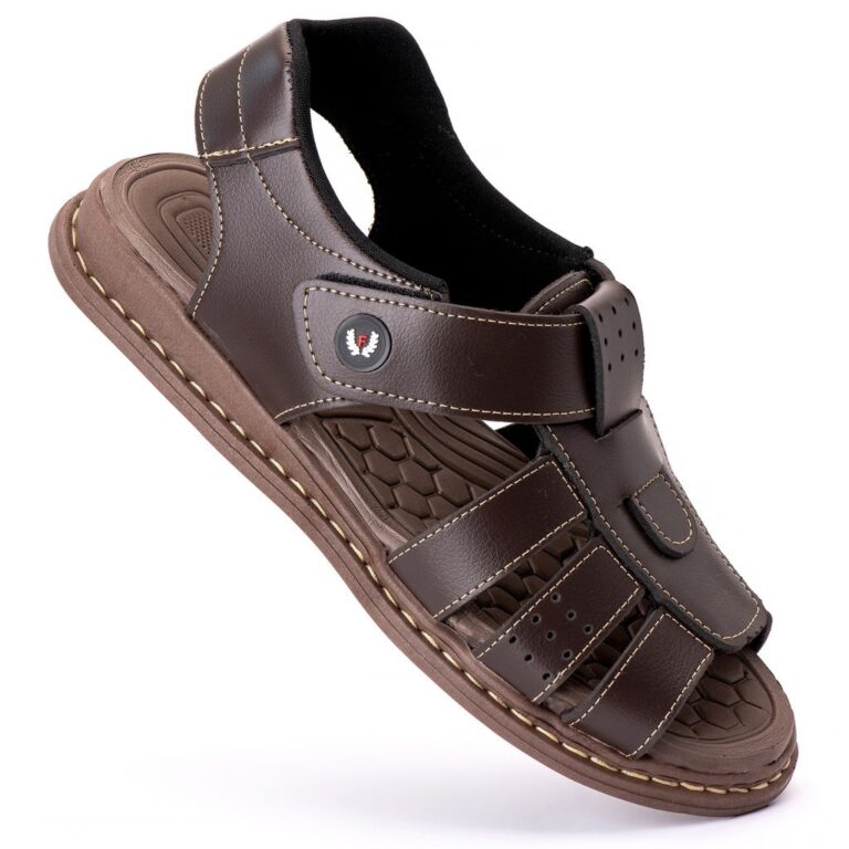 Sandalia Masculiano Cafe de Couro legitimo Fechada