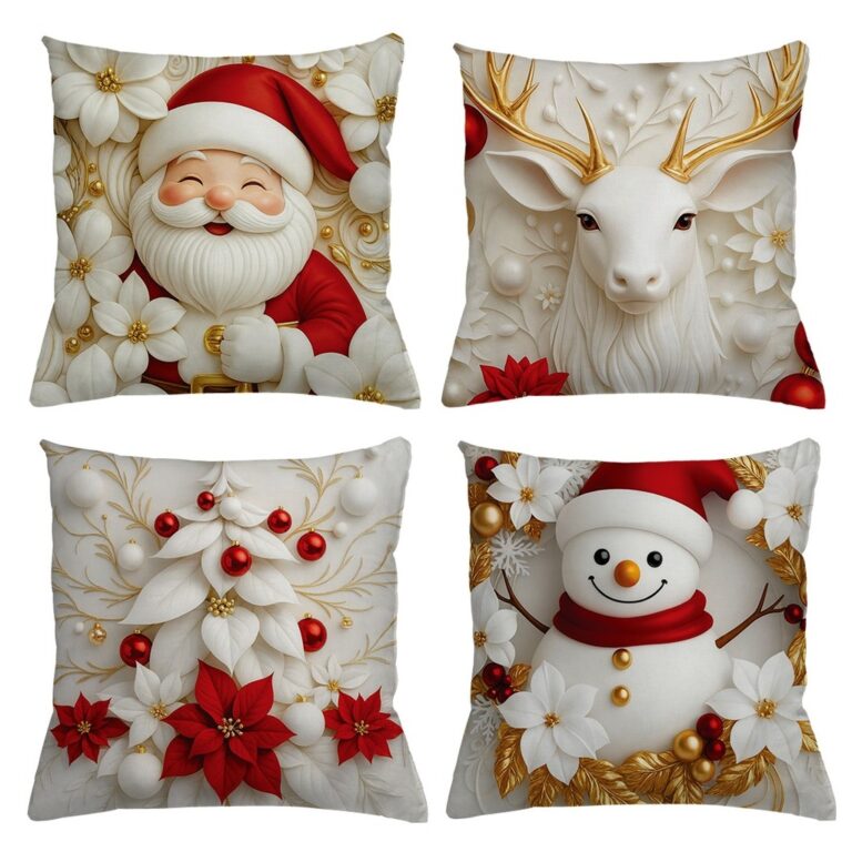 CAPA DE ALMOFADA DECORATIVA NATAL  KIT COM 4 ̵