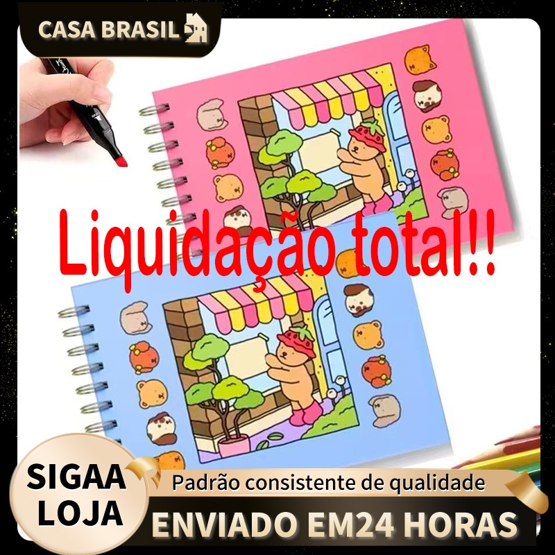 Livro de Colorir Bob 50 Folhas Coloring Book Capa dura Rosa e Azul