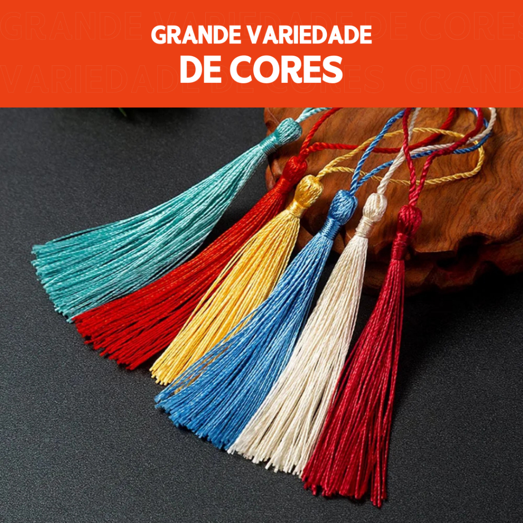 Pingente Tassel de Seda 7cm Colorido Para Artesanato 50 Uni | Ideal para Lembrancinhas e Decoração