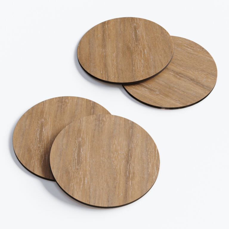 Bolacha de Madeira Descanso Porta Copos 8 cm Conju