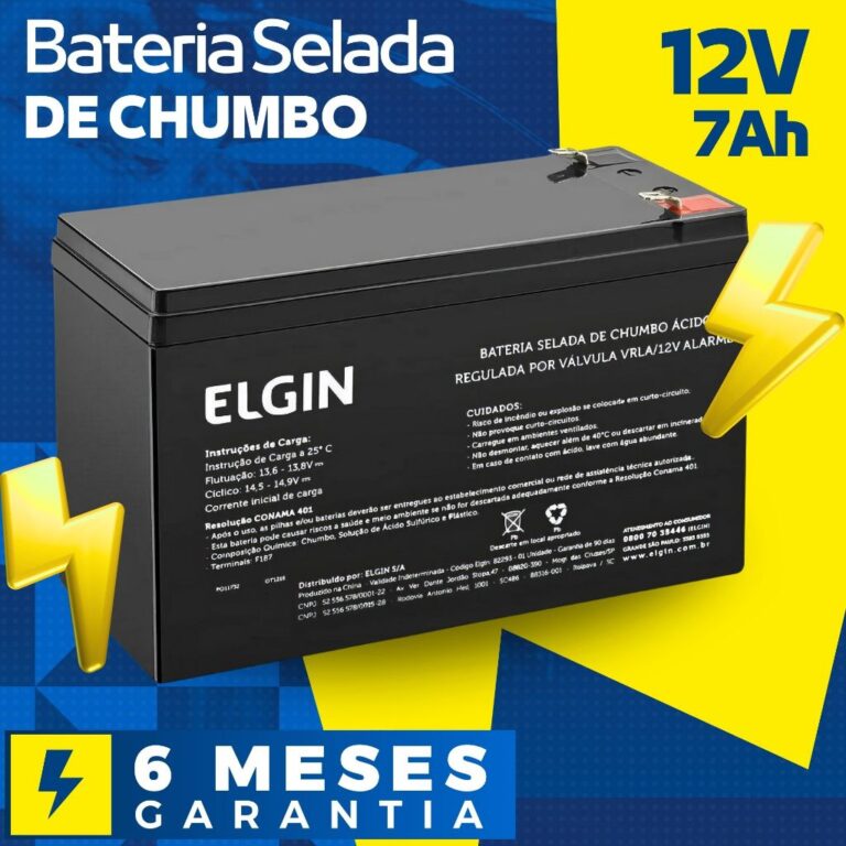 Bateria Selada 12V 7Ah Alta Durabilidade Vrla Elgi