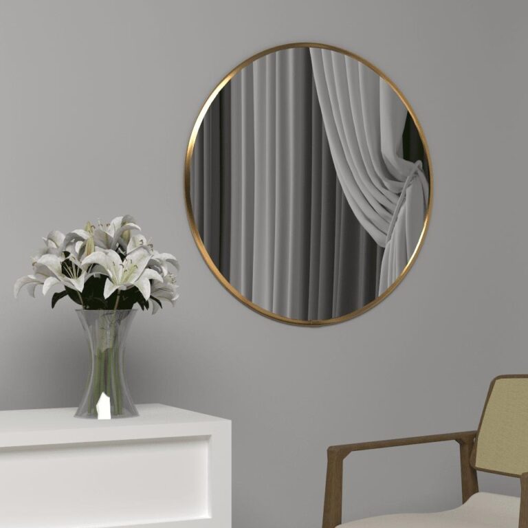 Espelho Redondo Moldura Maleável Grande Quarto Ba