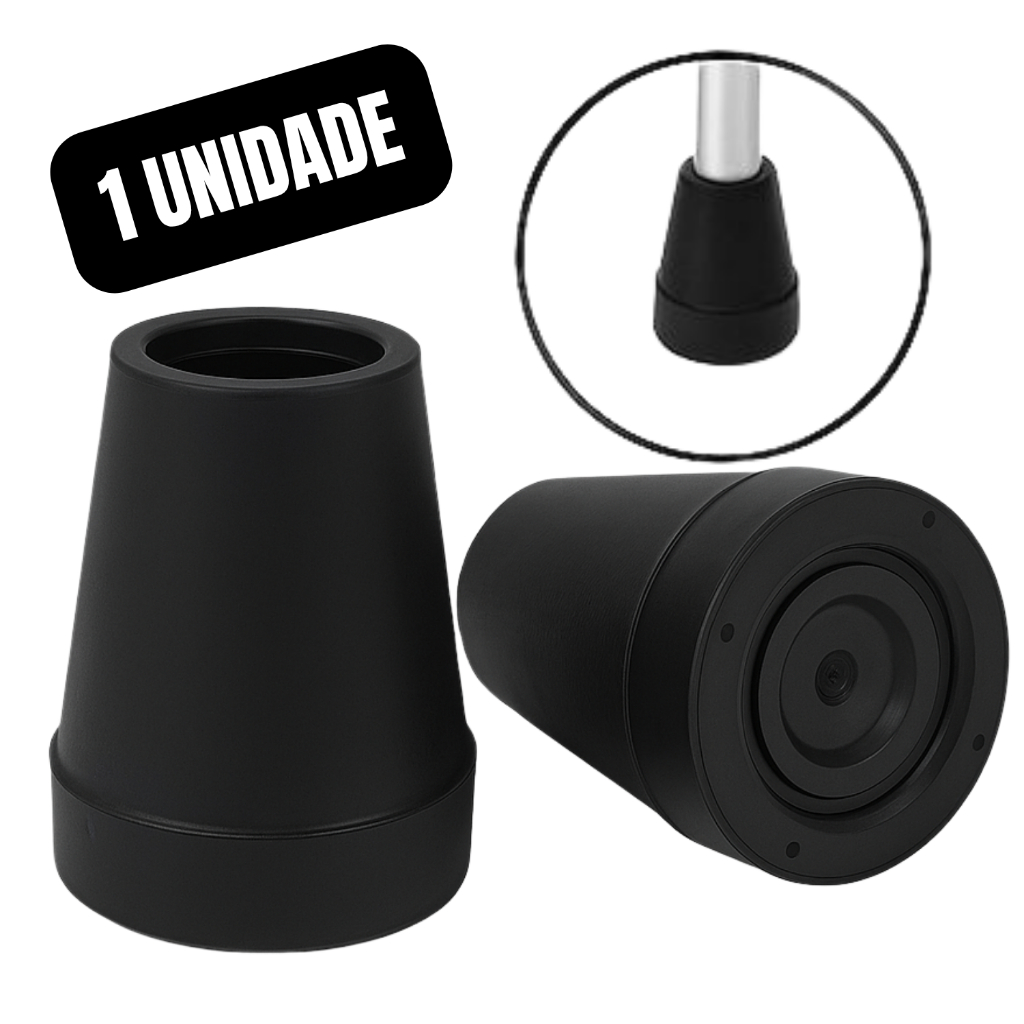 Ponteira Pé De Borracha 7/8 (2,2 cm) ou 3/4 (1,9cm) Muleta Bengala Andador e Auxiliar