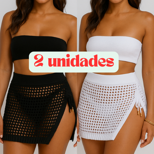 Kit 1/2 Saia Saida de Praia com Fenda Lateral Tric