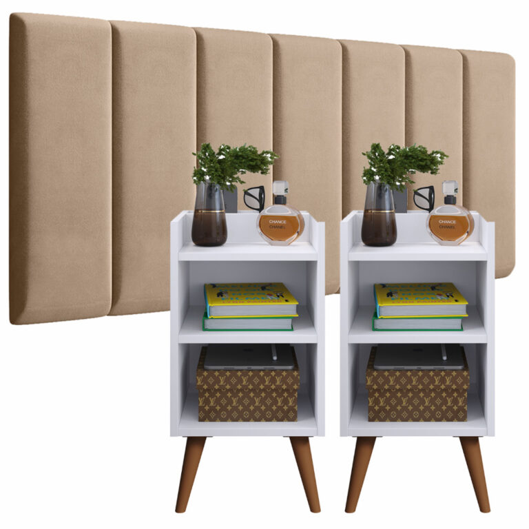 Conjunto Quarto: 2 Mesas de Cabeceira Com Pratelei