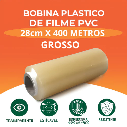 Bobina Plastico Filme Pvc 28cm X 400 METROS | ESTI