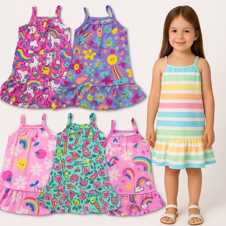 Vestido menina verão alcinha infantil kit 1,2,3,4