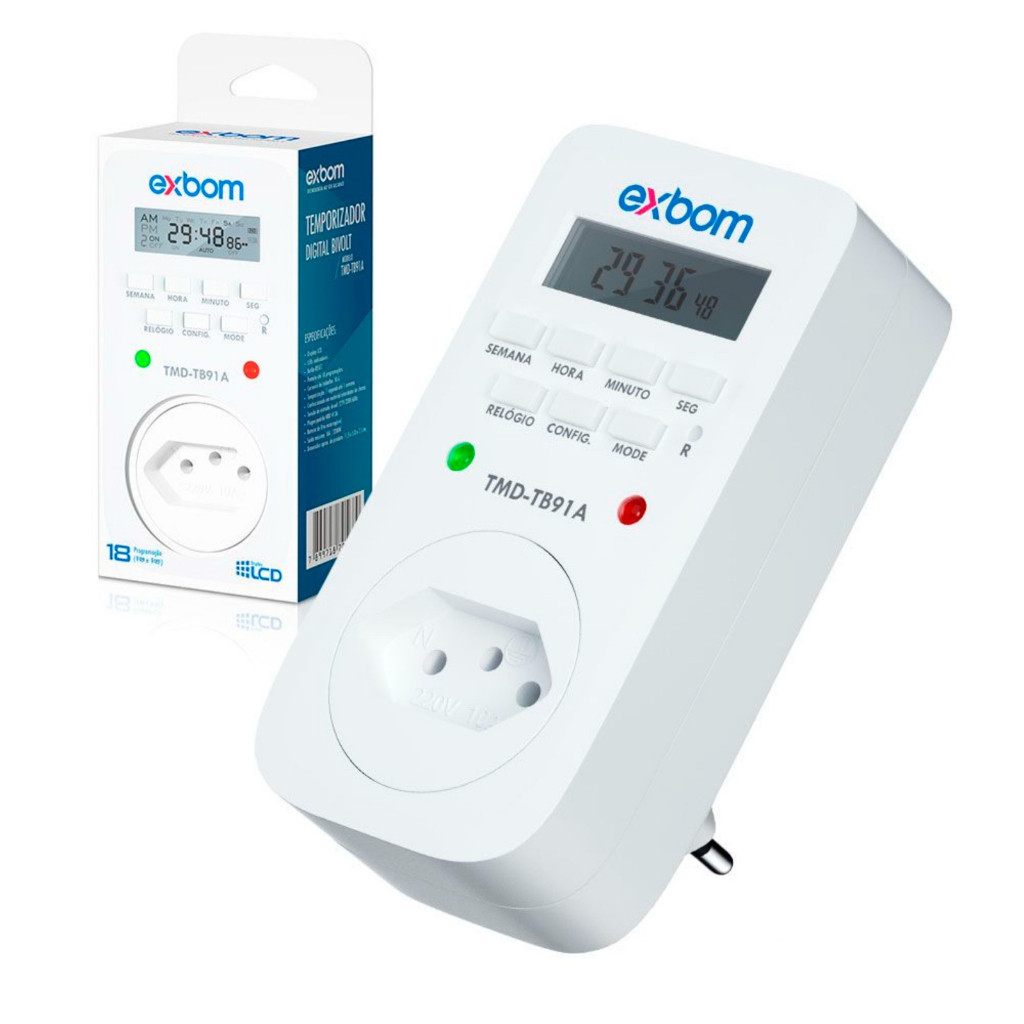 Timer Temporizador Digital Programável Tomada 127v/220v 10A Utilizado Para Automação de Piscina e Ou
