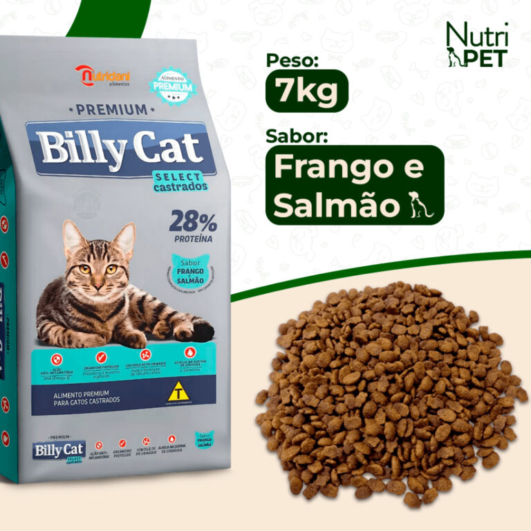 Ração Billy Cat Castrados Frango e Salmão 7kg