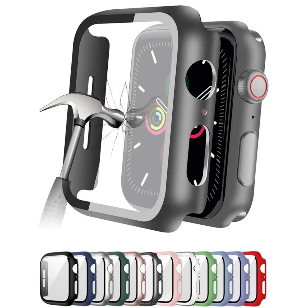 Vidro Temperado+Tampa Para Apple Watch Case 45mm 41mm 44mm 40mm 42mm 38mm Protetor De Tela Smart iWa