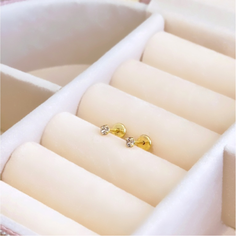 Brinco Infantil com Zircônia Tamanho P Folheado a