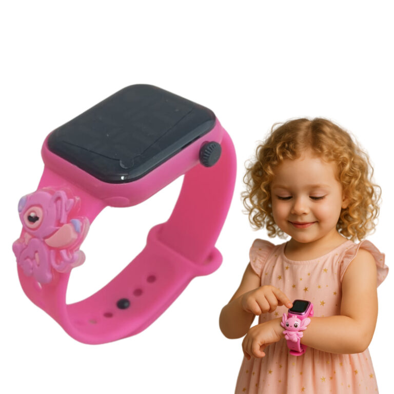 Relogio Infantil Digital Led Angel Stitch Quadrado