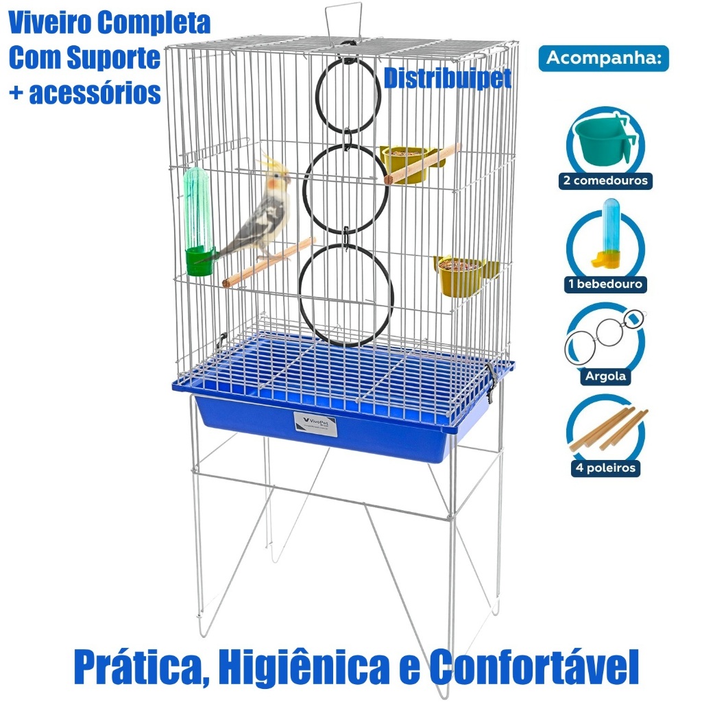 Gaiola Viveiro Calopsita Agapornis Completa C/ Acessórios