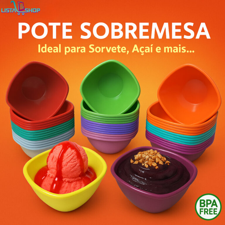 Kit Potes Sobremesa Tigela Bowl Plástica Cumbuca 