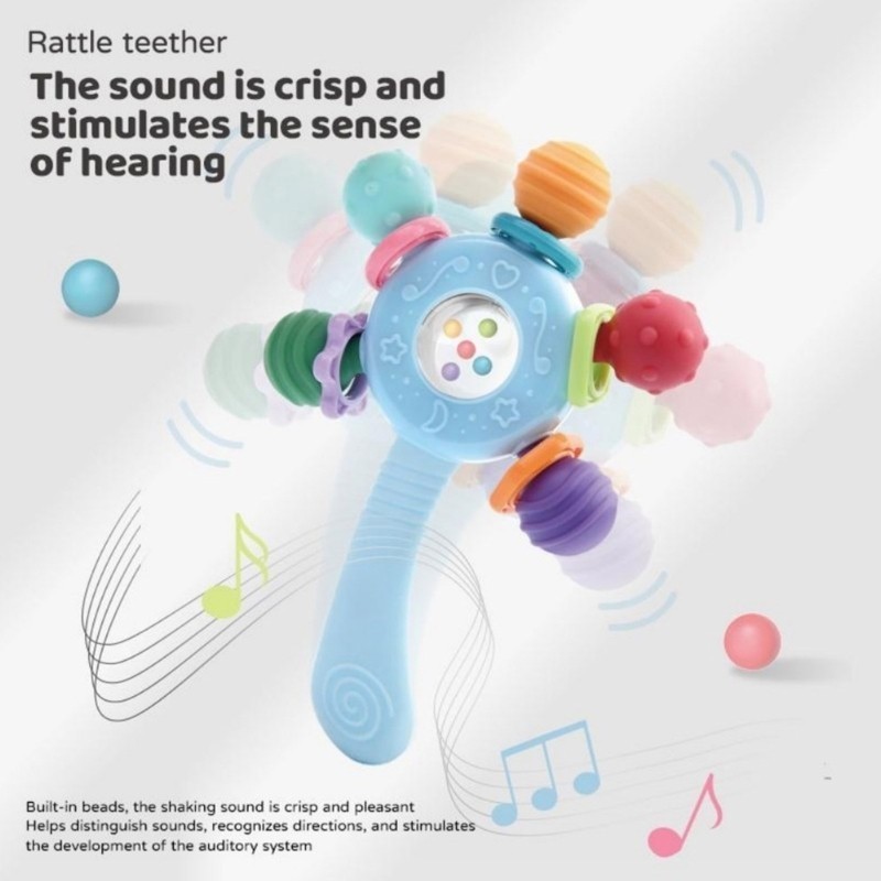 SUN Fun Colorido Bebê Chocalho Mordedor Mão Agarrando Brinquedo Para Carrinho E Berço
