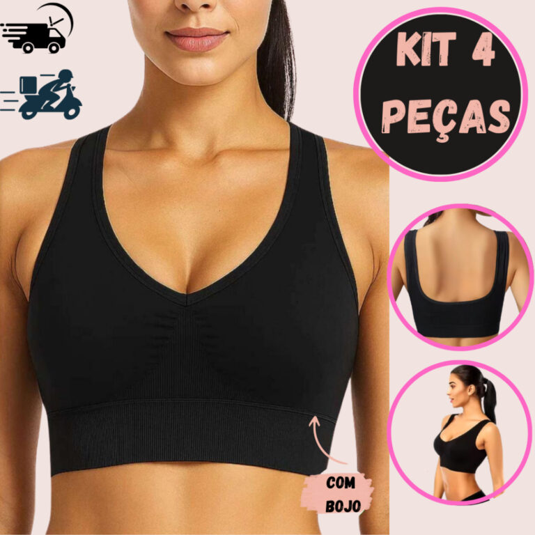 Kit 4 Sutiã Top Com Bojo Removível Sem Costuras 
